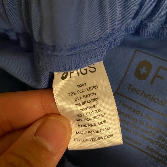 FIGS Blue Zamora High Waisted - Petite Scrub Pants - Picture 3 of 8